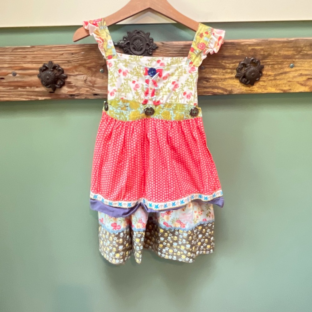 Matilda Jane Serendipity Kids Mixed Print Tiered Floral Dress Size 6 D1152